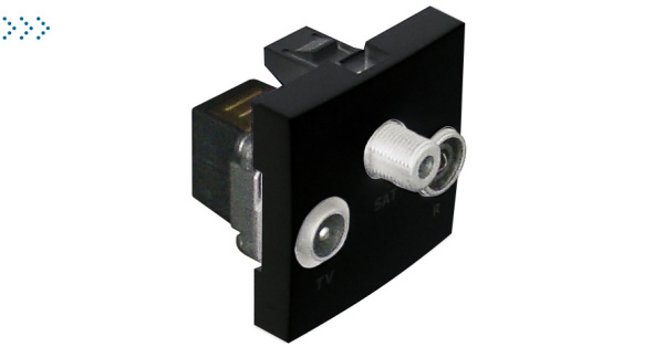 ТВ/Радио/Спутник розетка для подключения звездой - 2 модуля, черный ТВ/Радио/Спутник розетка для подключения звездой - 2 модуля, черный